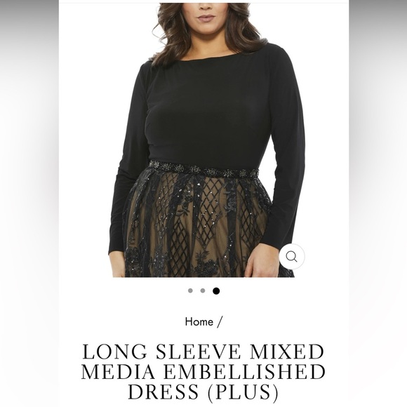 Mac Duggal Long Sleeve Mixed Media Embellished Dress Size 20W NWT - Picture 5 of 17